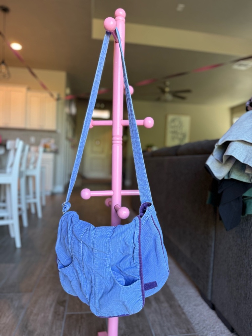 Vintage Y2K Old Navy Corduroy Shoulder Bag Blue Purple Purse 2005